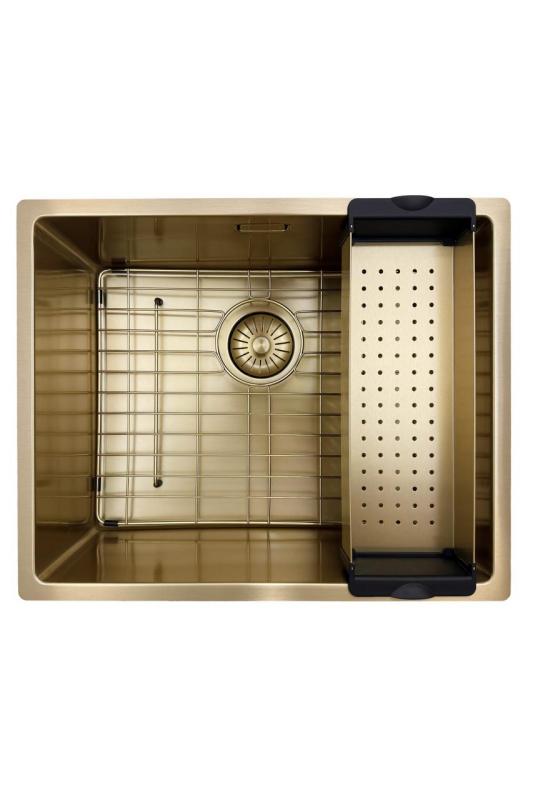 Pure.Sink Prestige diskho 50x40 cm PVD Guld 10mm radie undermonterad, planmonterad och ovanpåliggande PPG5040-60