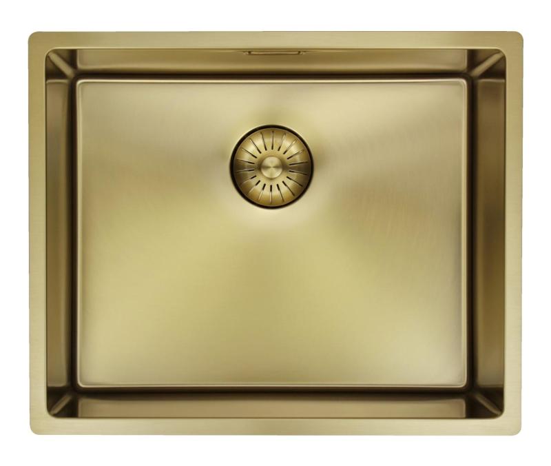 Pure.Sink Prestige diskho 50x40 cm PVD Guld 10mm radie undermonterad, planmonterad och ovanpåliggande PPG5040-60