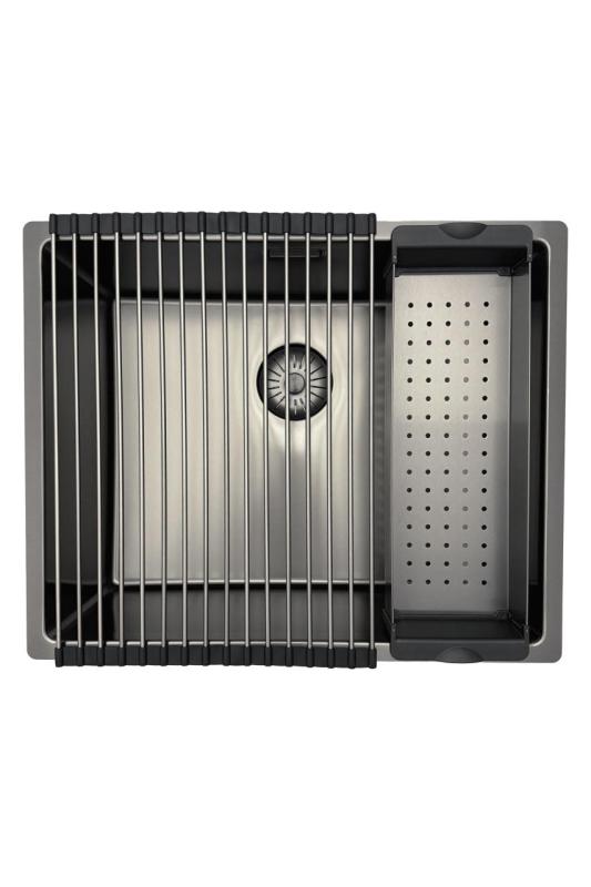 Pure.Sink Prestige diskho 50x40 cm PVD Gun Metal 10 mm radie undermontering, planmontering och toppmontering PPG5040-61