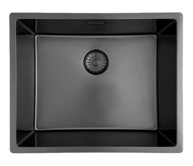 Pure.Sink Prestige diskho 50x40 cm PVD Gun Metal 10 mm radie undermontering, planmontering och toppmontering PPG5040-61