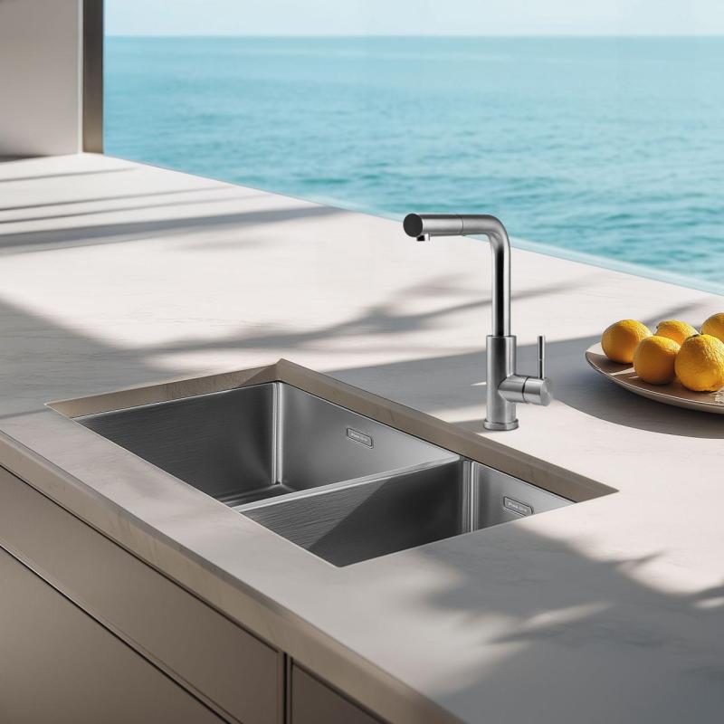 Pure.Sink Elite Steel Spark-S köksblandare rostfritt stål med utdragbar pip PS8041-02