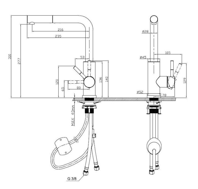 Pure.Sink Elite Steel Spark-S köksblandare Matt svart med utdragbar pip PS8041-10