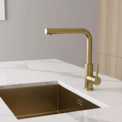Pure.Sink Elite Steel Spark-S köksblandare PVD borstad guld med utdragbar pip PS8041-60