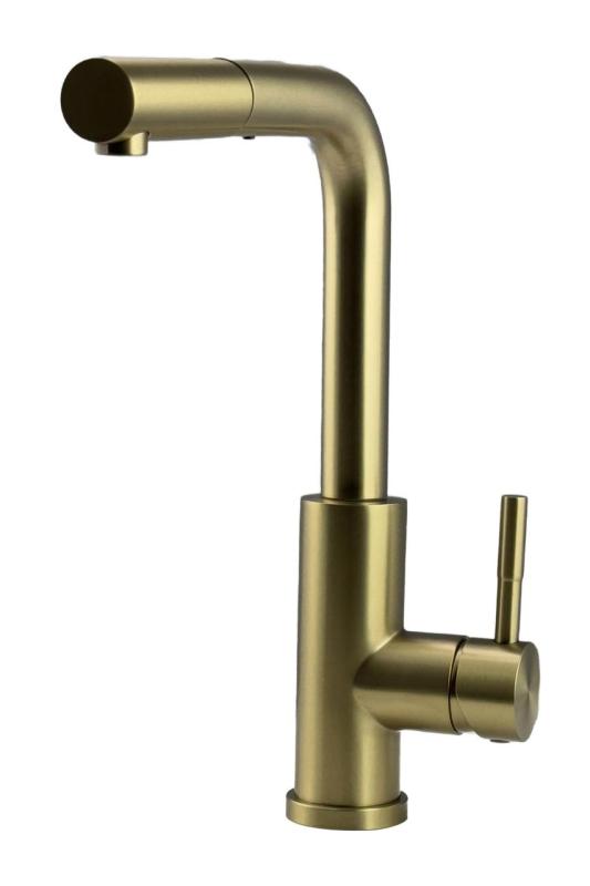 Pure.Sink Elite Steel Spark-S köksblandare PVD borstad guld med utdragbar pip PS8041-60
