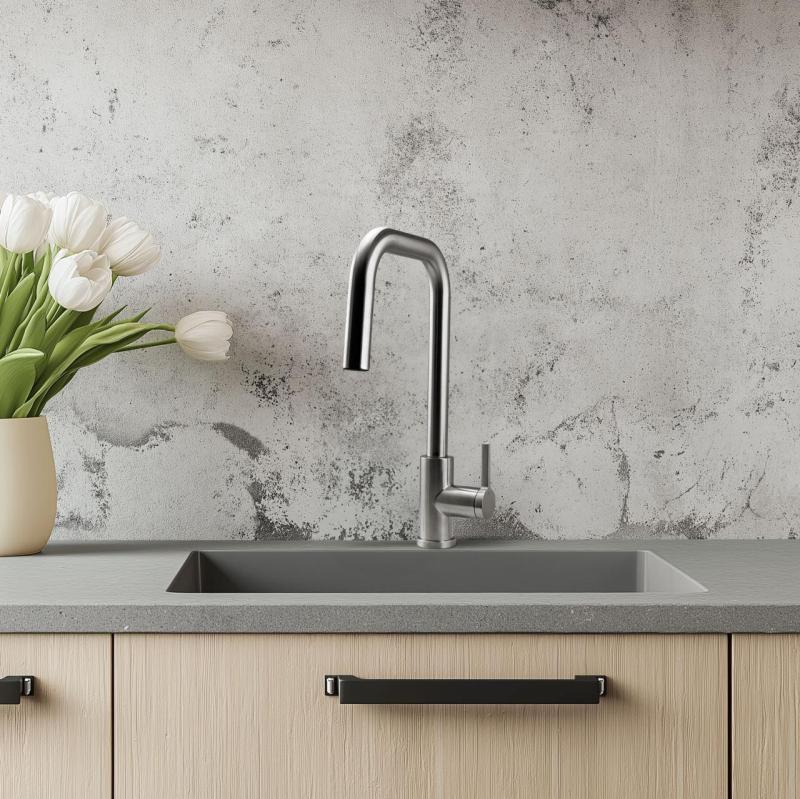 Pure.Sink Elite Steel Crystal-S köksblandare rostfritt stål med utdragbar pip PS8050-02