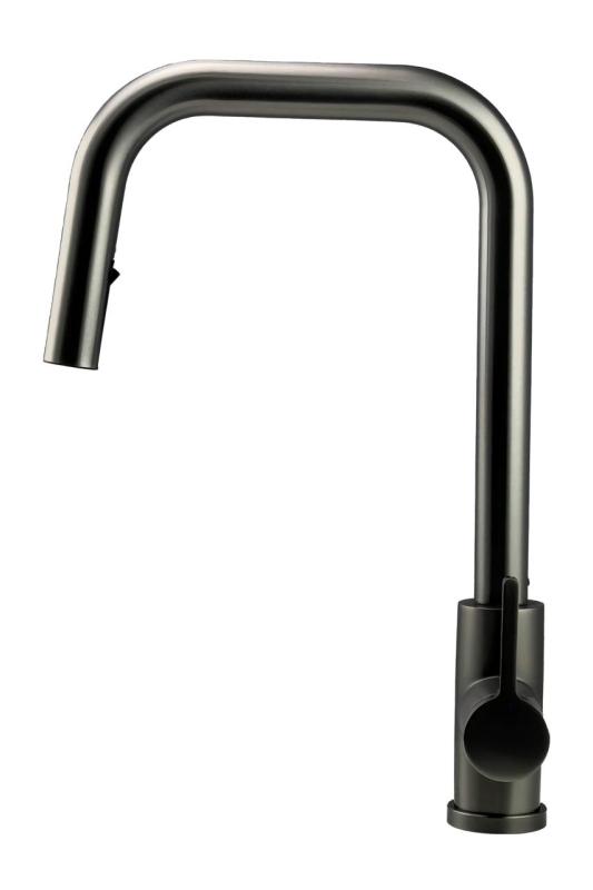 Pure.Sink Elite Steel Crystal-S köksblandare PVD Gun metal med utdragbar pip PS8050-61