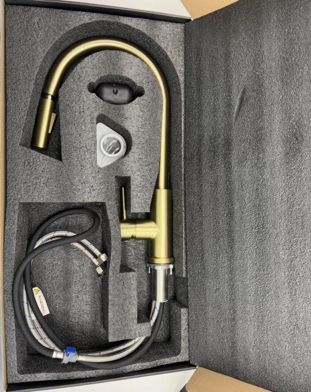 Pure.Sink Elite Steel Stream-S köksblandare PVD borstad guld med utdragbar pip PS8045-60