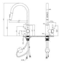 Pure.Sink Elite Steel Stream-S köksblandare PVD Gun Metal med utdragbar pip PS8045-61