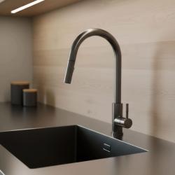 Pure.Sink Elite Steel Stream-S köksblandare PVD Gun Metal med utdragbar pip PS8045-61