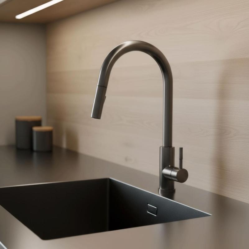 Pure.Sink Elite Steel Stream-S köksblandare PVD Gun Metal med utdragbar pip PS8045-61
