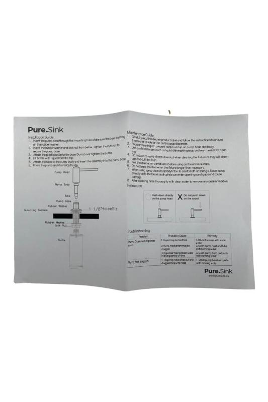 Pure.Sink Elite Steel Shine inbyggd tvålpump PVD borstad guld, påfyllbar från toppen PS9010-60