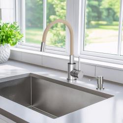 Quadri Bristol Köksblandare i Rostfritt Stål med Flexibel Beige Utloppspip 1208967664