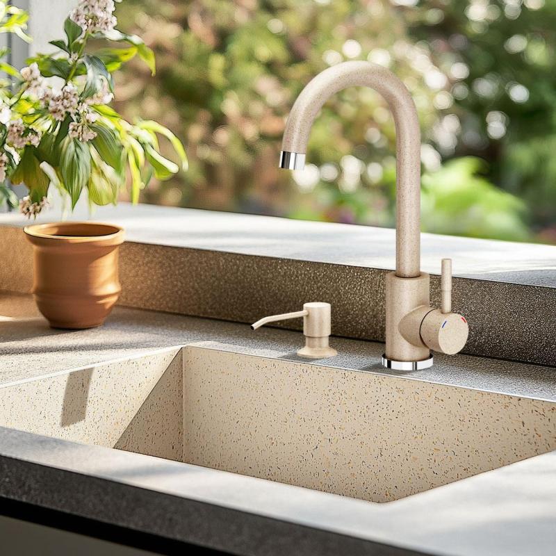 Quadri Coventry Köksblandare Beige Sand med Svängbar Utloppspip 1208967667