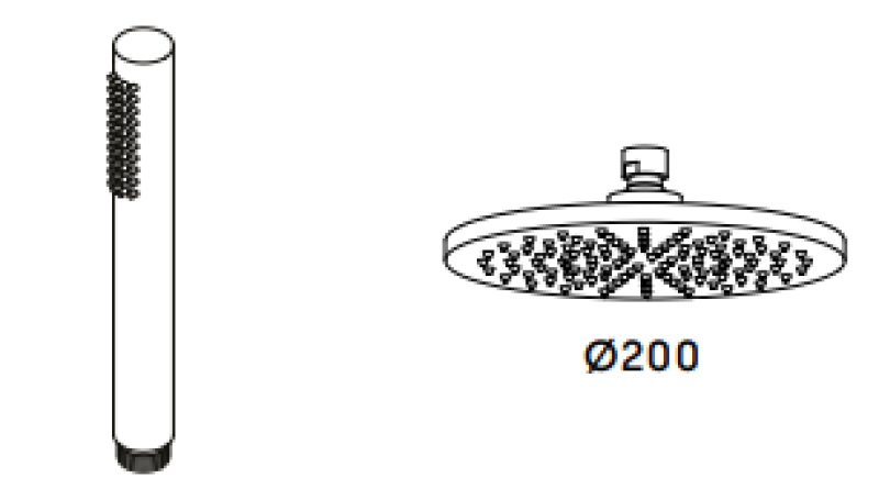 Waterevolution Flow termostatisk duschkombination med regndusch krom 200mm T141TN01