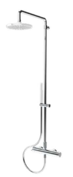 Waterevolution Flow termostatisk duschkombination med regndusch PVD guld White Gold 250mm T141TN25WGE