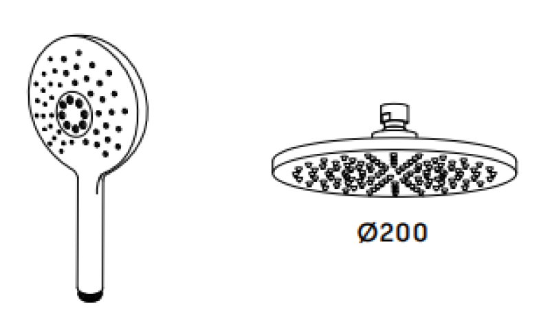Waterevolution Flow termostatisk duschset med regndusch matt svart 200mm rund T141TNRPR