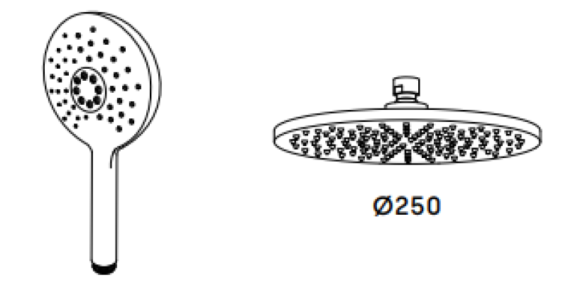 Waterevolution Flow termostatisk duschkombination med regndusch matt svart 250mm rund T141TNR25PR