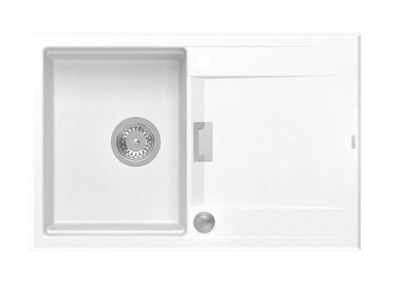 Quadri Minton Granit Infälld Diskho Vit 76x50cm med Droppbräda Vändbar och Rostfri Propp - 1208967747