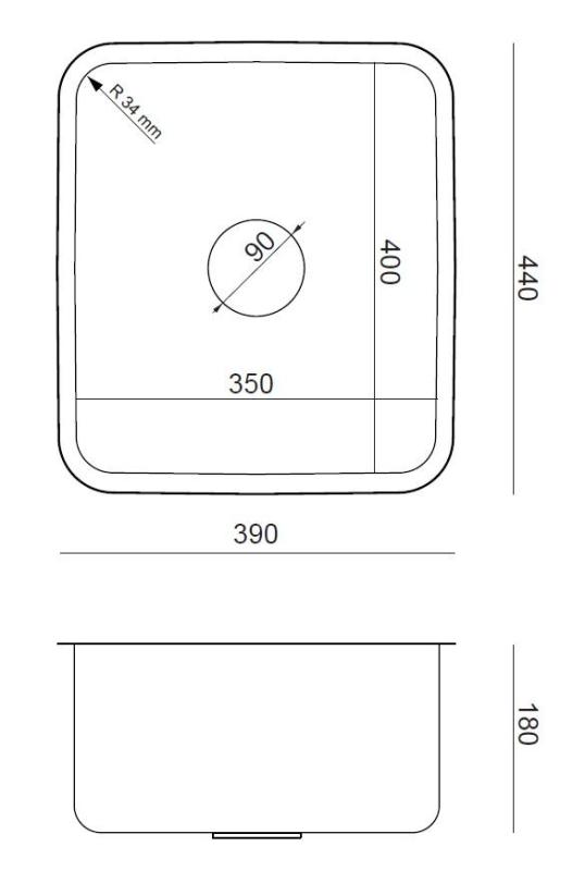 Aquadesign Oxford RVS Diskho 35x40cm Underbyggnad med RVS Plugg - 1208967761