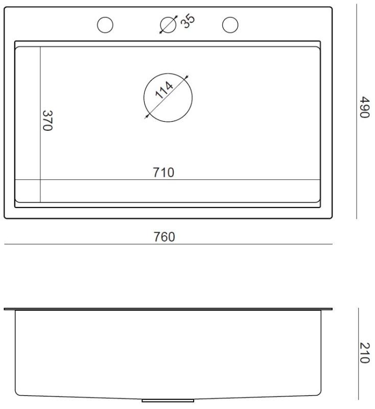 Aquadesign Vesta Rostfritt Stål Diskho 76x49cm För Montering på Bänkskiva och Planmontering med Kranhålsbank, inklusive Rostfritt Stål Propp och Tillbehör - 1208967762