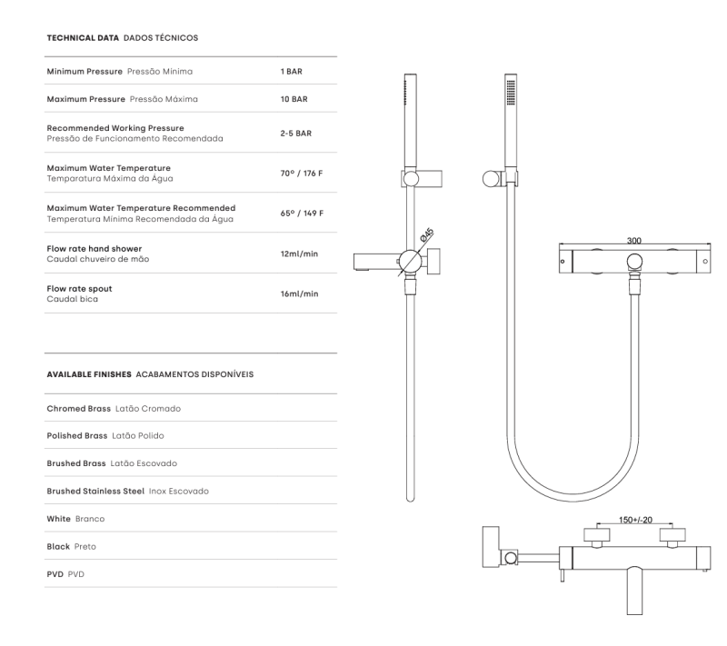 Waterevolution Flow termostatisk tvåvägs duschblandare med handdusch RVS T130TNIE
