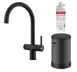 Franke Maris vattenhub 4L panna 3-i-1 med Twist mekanisk kokande vattenkran matt svart med vattenhub bypass 1208967862