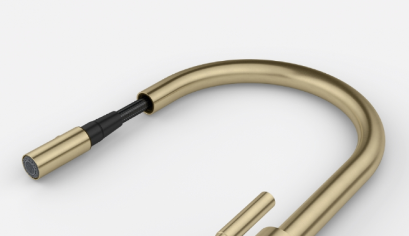 Franke Mythos Masterpiece Kökskran Guld med J-utlopp och Utdragbar Sprejhuvud - 115.0711.558