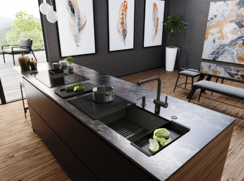 Franke Mythos Masterpiece BXM 210.68 Stor Gun Metal Diskho PVD Antracit 685x410mm Planmonterad och Undermonterad - 127.0676.885