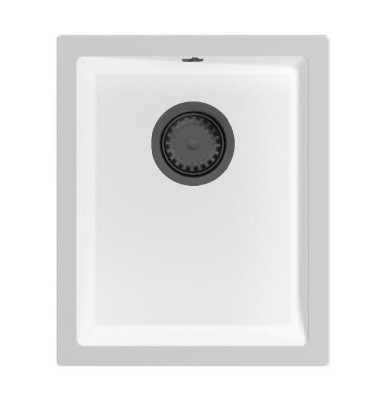 GraniteMy Universal Vit Granitdiskho 34x40 cm vit påbyggnad, underbyggnad och infälld montering med gun metal-plugg 1208967904