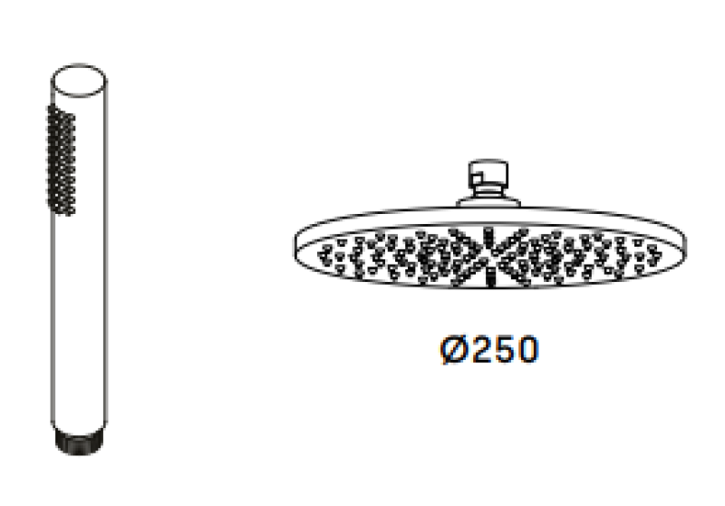 Waterevolution Flow trevägssblandare med hand- och takdusch Mässing 250mm T131N25LE