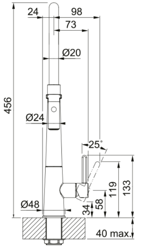 Franke Icon Enhandtags Köksblandare med Flexibel Handdusch, Svart 115.0690.598