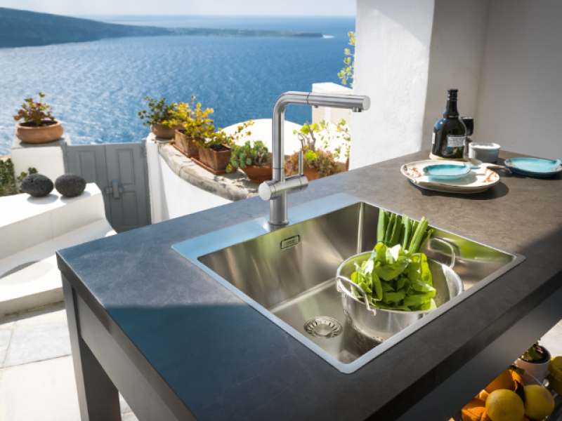 Franke Active Twist Ettgreppsblandare Rostfritt Stål-utseende med Utdragbar Utlopp och Integrerad Avfallshantering 115.0653.505