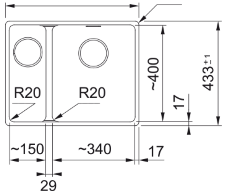 Franke Maris MRG 160-34-15 Fragranite Slate Grey Diskbänk grå mörk Höger Undermonterad 125.0714.607