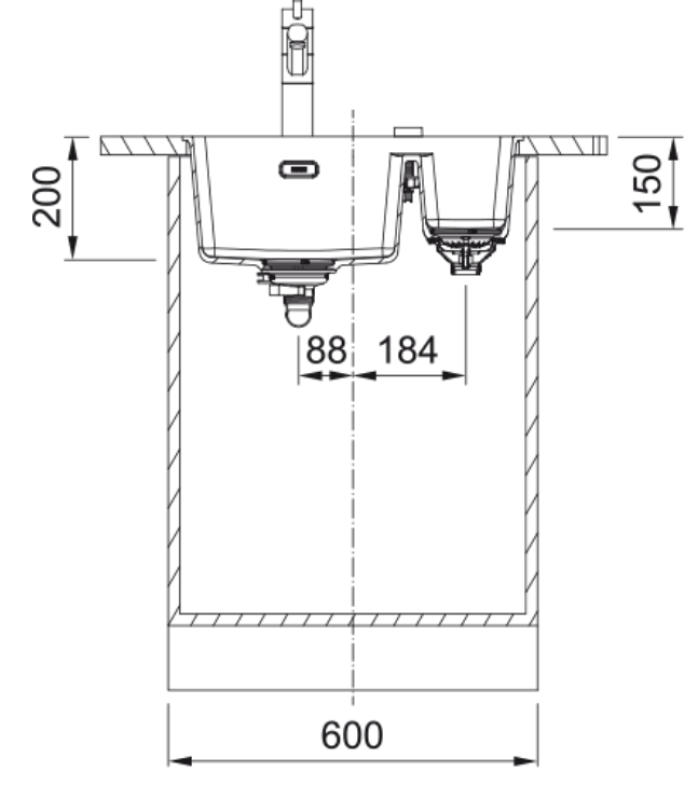 Franke Maris MRG 160-34-15 Fragranite Slate Grey Diskbänk Grå, mörk Vänster skål Underskåp 125.0714.608