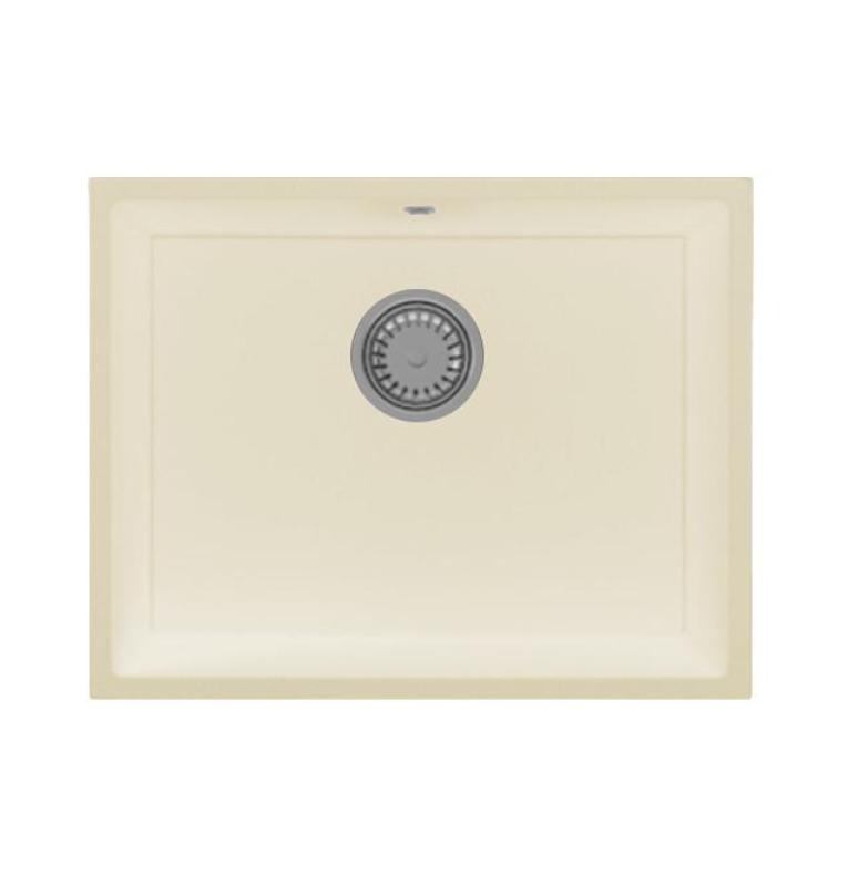 GraniteMy Universal granit beige sand diskbänk 55x40 cm påbyggnad, underbyggnad och infälld montering med rostfritt stålplugg 1208968012