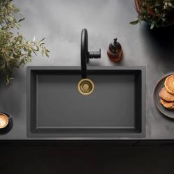 Svart stor diskho 70x40 cm undermonterad, övermonterad och planmonterad med guldplugg 1208968040