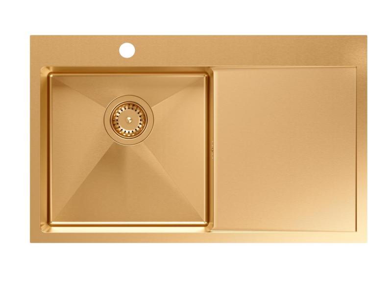 Aquadesign Clara Diskho Koppar 78x48cm Övermontering eller Planmontering med Diskställ, Kranhålspanel och Kopparpropp - 1208969500