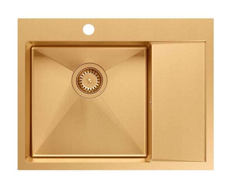 Aquadesign Clara Diskho Koppar 62x48cm Infällning eller Planmontering med Avtorkningsställ, Kranplattform och Kopparplugg - 1208969503