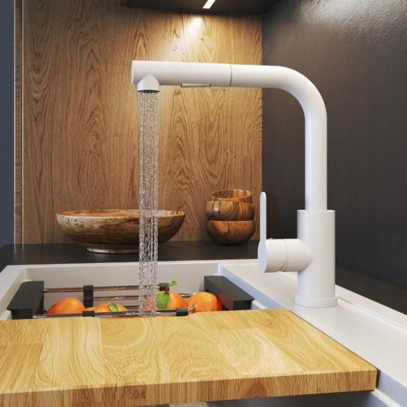 Graniteland Celeste Kökblandare Vit med Utdragbar Pip och Dubbelfunktion Handdusch 1208969526