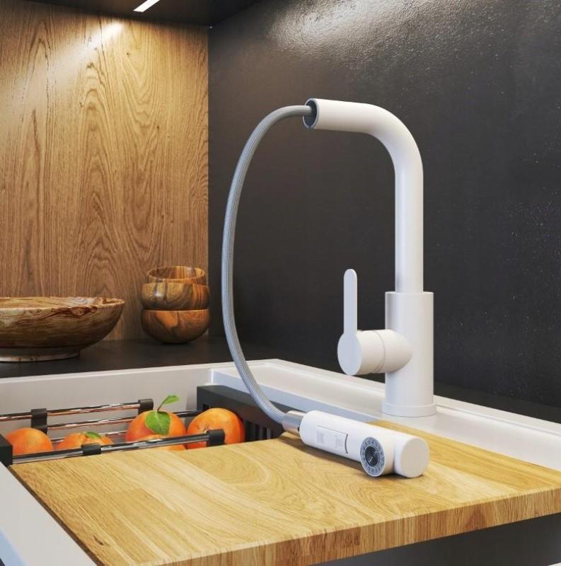 Graniteland Celeste Kökblandare Vit med Utdragbar Pip och Dubbelfunktion Handdusch 1208969526