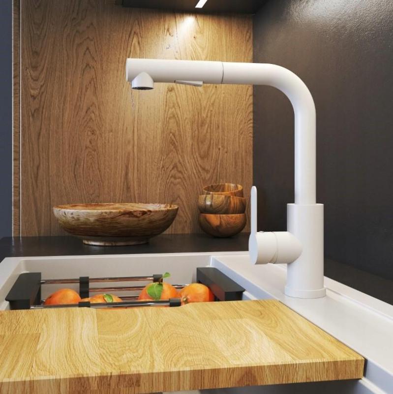 Graniteland Celeste Kökblandare Vit med Utdragbar Pip och Dubbelfunktion Handdusch 1208969526