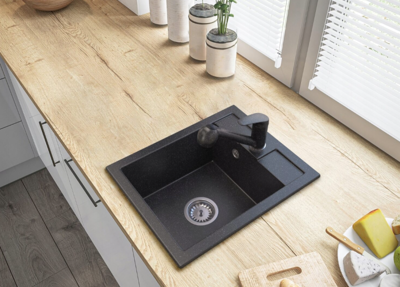 Graniteland Rhea Köksblandare Arduin hårdsten utseende med utdragbar pip och dubbel-funktion handdusch 1208969536