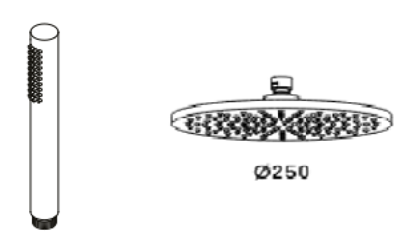 Waterevolution Flow termostatisk trevägs duschblandare med hand- och huvuddusch light gold 250mm T131TN25WGE