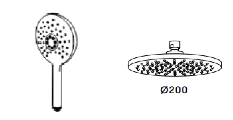 Waterevolution Flow termostatisk trevägs duschblandare med takdusch och rund handdusch Mässing T131TNRLE