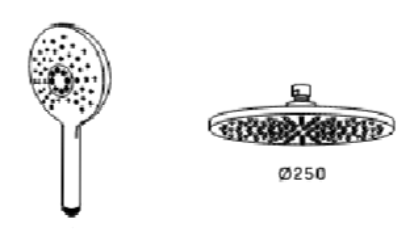 Waterrevolution Flow termostatisk trevägs duschblandare med huvuddusch 250mm och rund handdusch svart T131TNR25PR