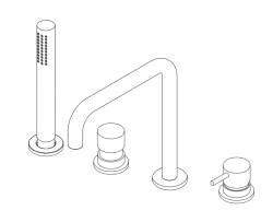 Waterevolution Flow 4-håls badblandare för badkarsmontering Krom H T138H01