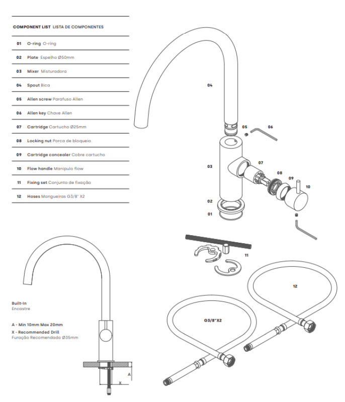 Waterevolution Flow köksblandare med rund svängbar pip krom T158U01