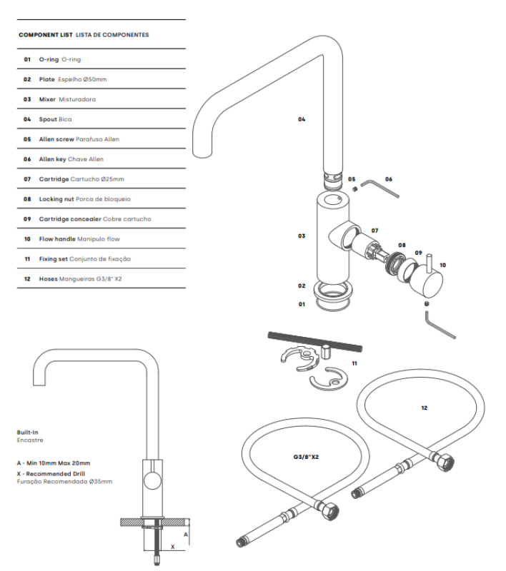 Waterevolution Flow köksblandare med vinklad svängbar pip krom T158H01