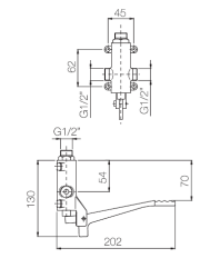 PB Pedal Line Fotpedalsblandare krom för Väggmontering 1208969754