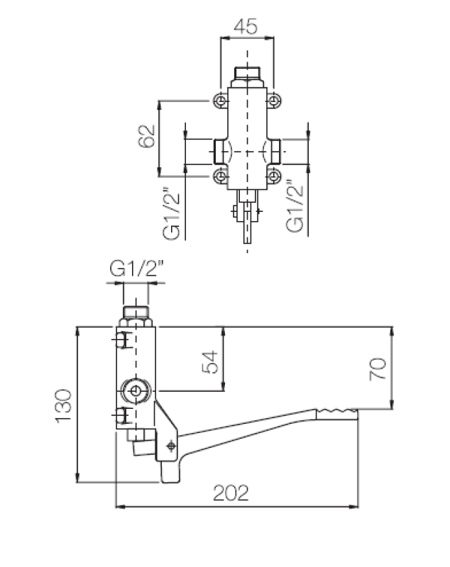 PB Pedal Line Dubbel Fotpedal Blandare Krom för Golvmontering 1208969756